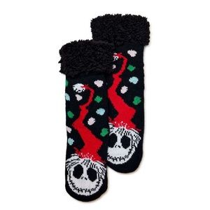 Disney Nightmare Before Christmas Holiday Jack Skellington Slipper Sock Sz 4-10